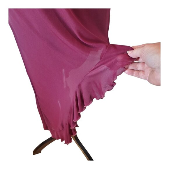 LE LIS COLLECTION SZ M Red Wine Asymmetrical Ruffled Sexy Dress - Picture 9 of 13